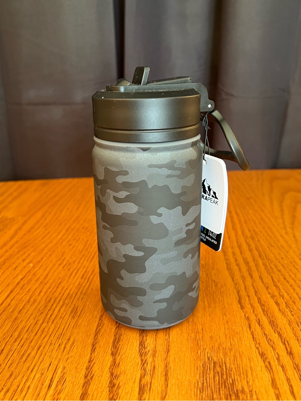 14 oz Hydrapeak Black & Grey Camo Water Bottle